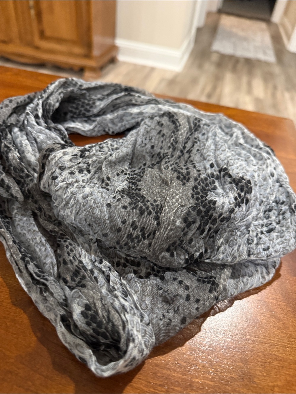 Gray Patterned Women's Lightweight Scarf-snakeskin